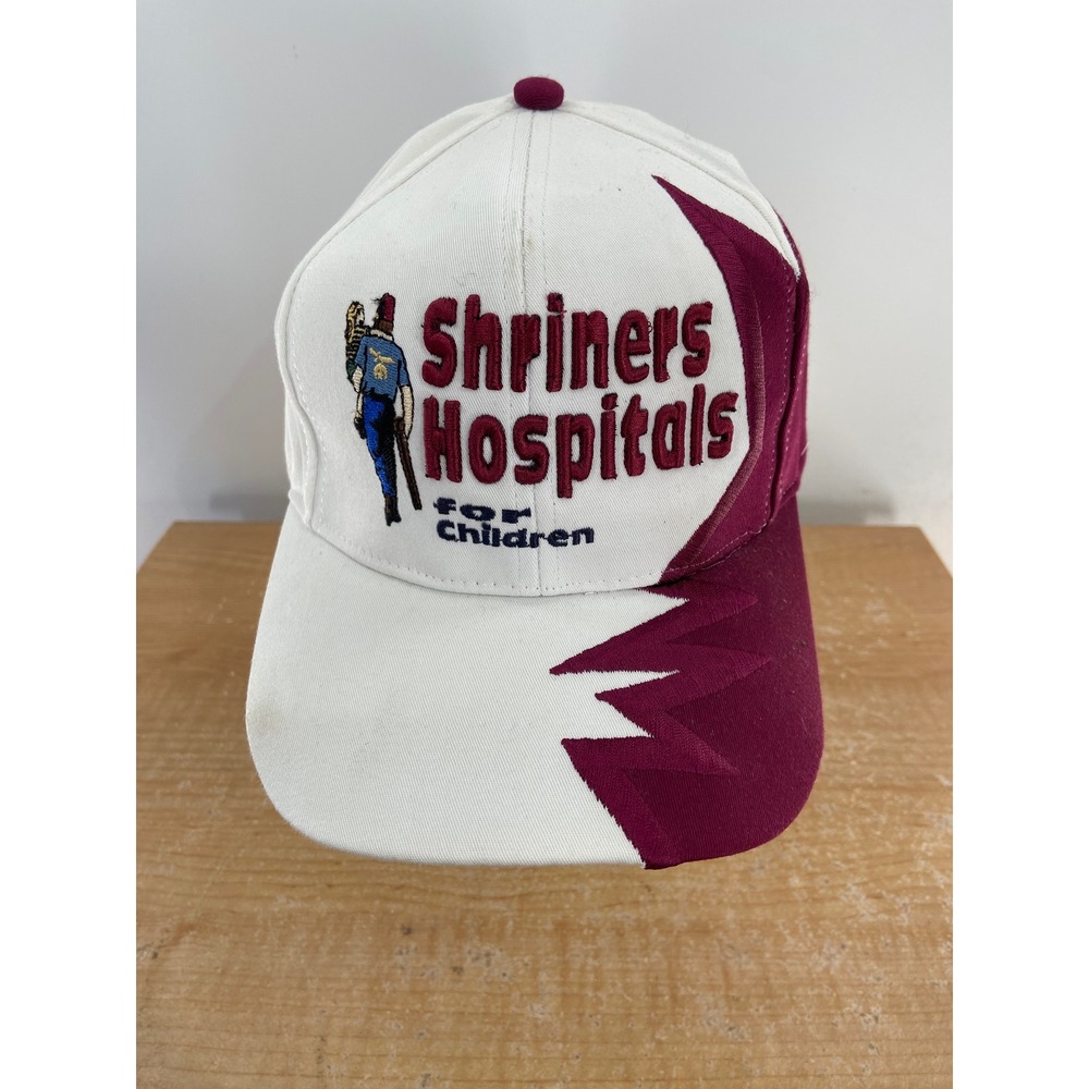 Vintage 1995 Kati Shriners Hospitals for Children Hat White Maroon Strapback Cap